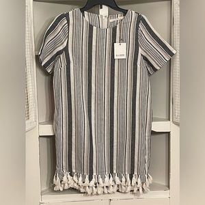 Ellison striped dress with tasseled hem
